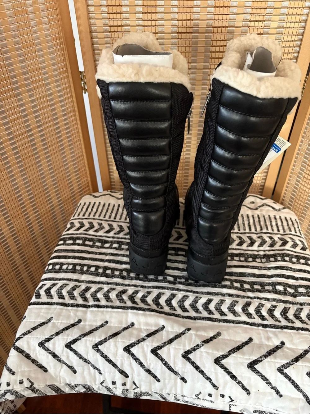 Pajar Women's Black Tall Lace-Up Winter Boot with Shearling Collar